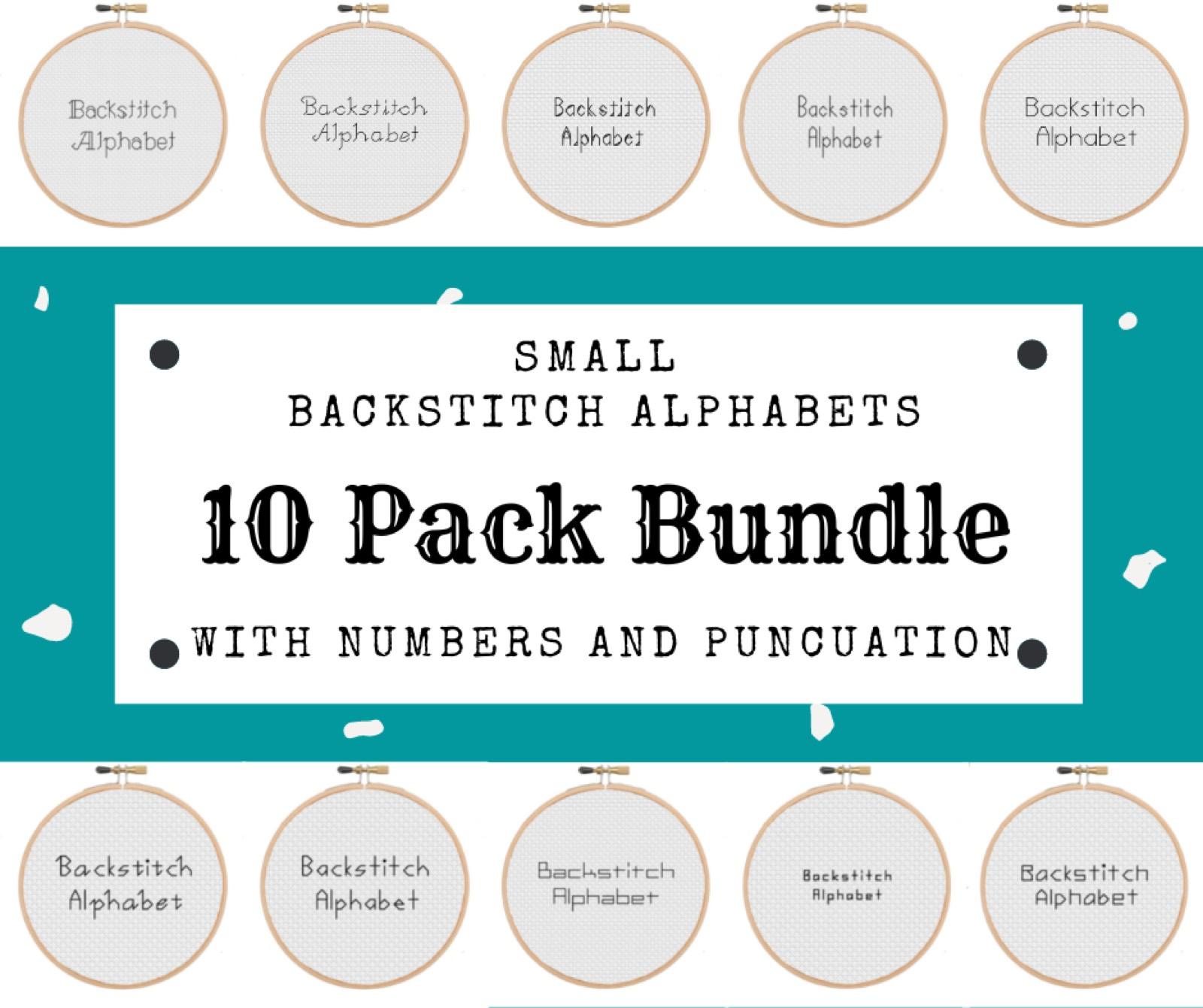 10 Backstitch Alphabets Bundle cross stitch pattern