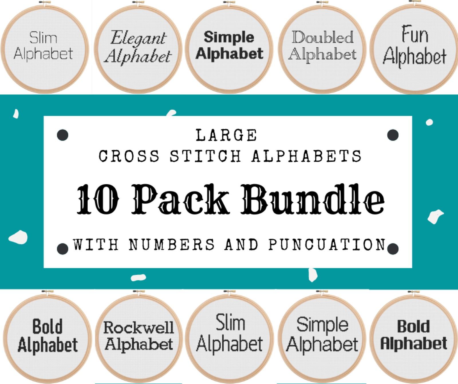 Large Alphabets Bundle cross stitch pattern