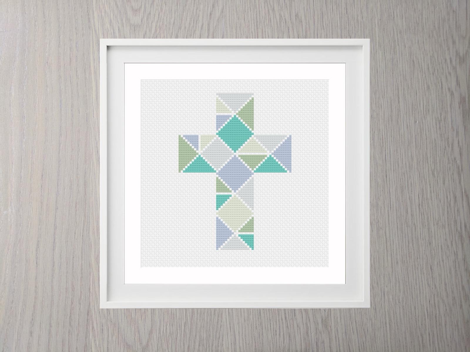 Geometric Cross Easter cross stitch pattern