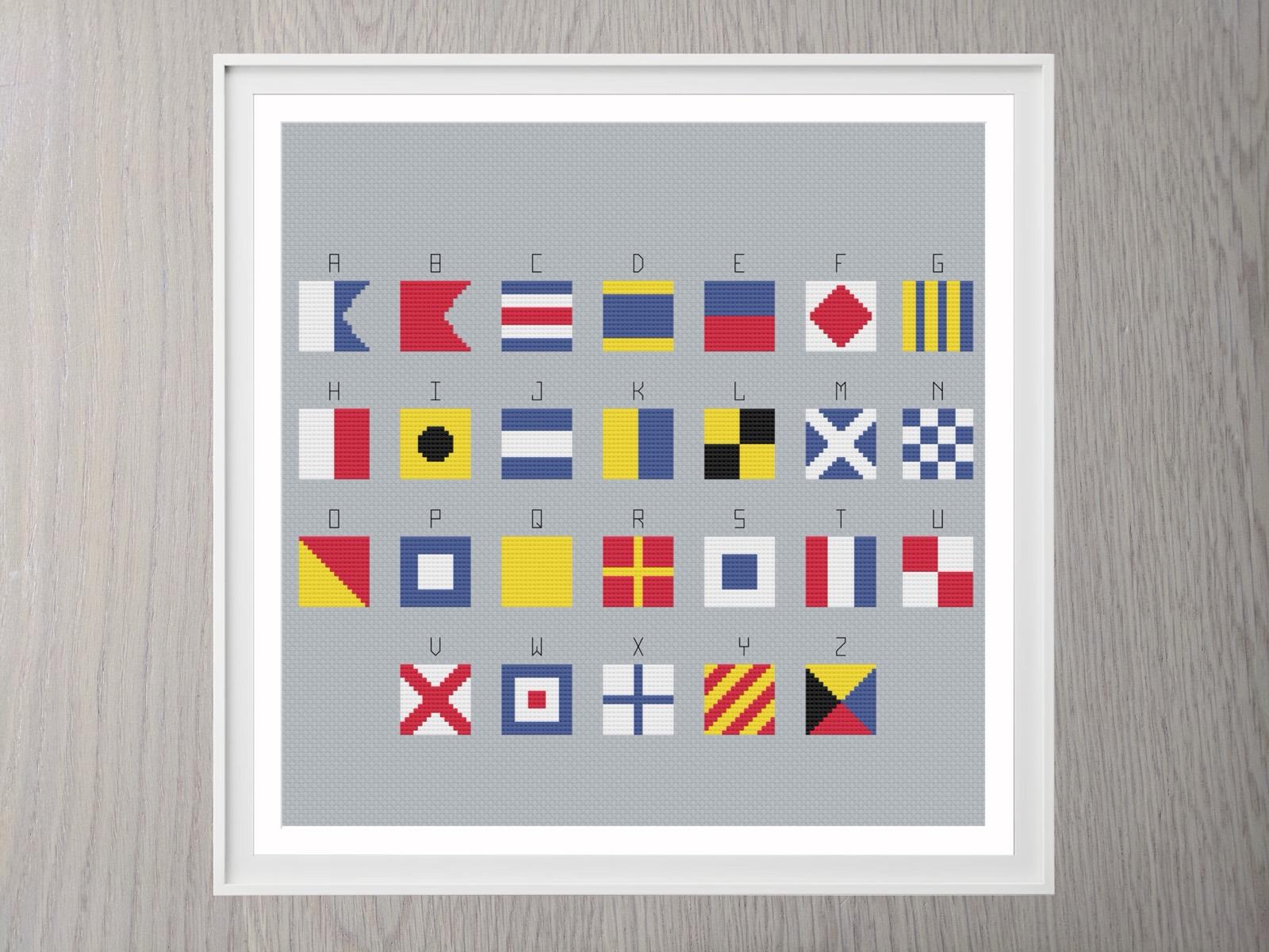 Nautical Flag Alphabet cross stitch pattern