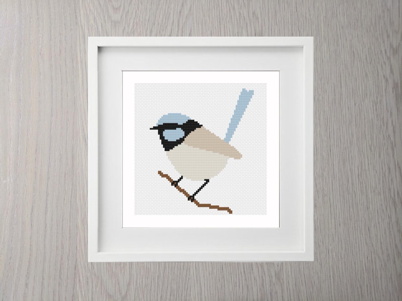Blue Wren cross stitch pattern