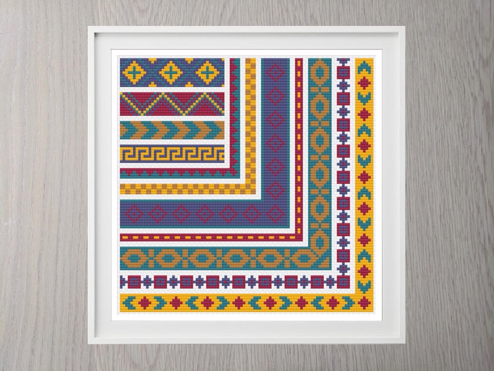 Aztec Borders cross stitch pattern