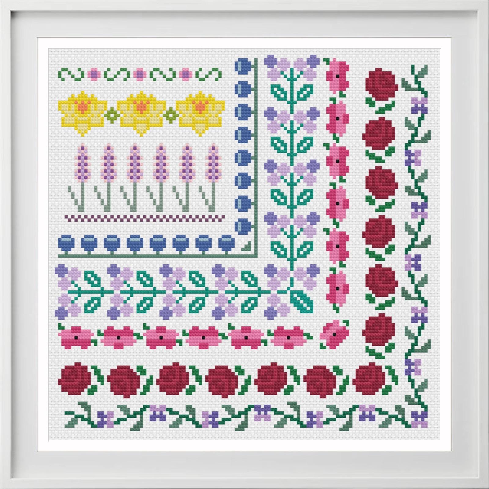 Floral Cottage Borders cross stitch pattern