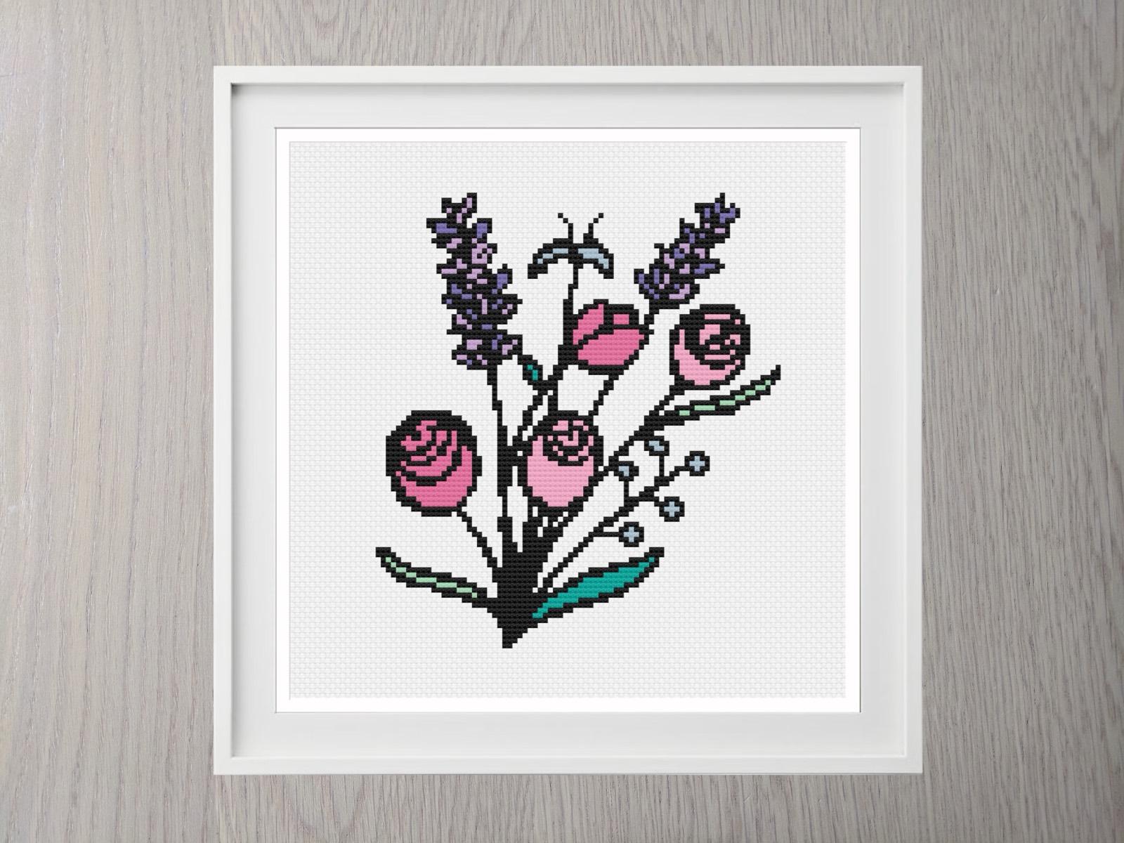 Flowers Modern Bouquet cross stitch pattern